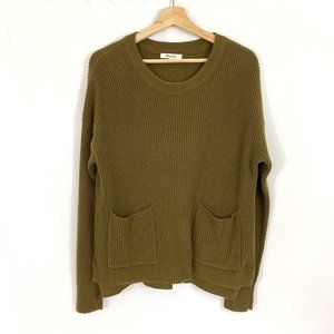 Madewell Patch Pocket Olive Green Pullover Sweater Boxy Fit J8782 Size M